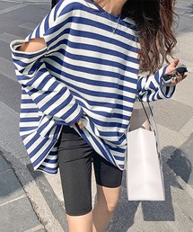 GOLDJAPAN（ゴールドジャパン）の「スリットスリーブボーダーTシャツ【大きいサイズ対応】（Tシャツ/カットソー）」