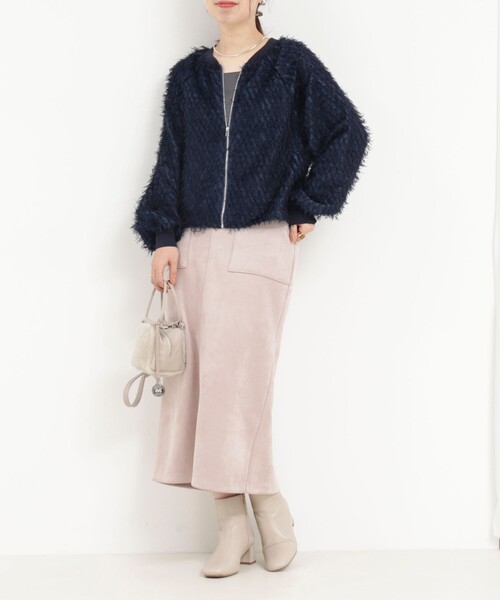 MICO COULIER（ミコクリエ）の「フェザージャガードブルゾン（ブルゾン・レディース・チャコールグレー/ベビーピンク/ネイビー・38）」の5枚目の写真