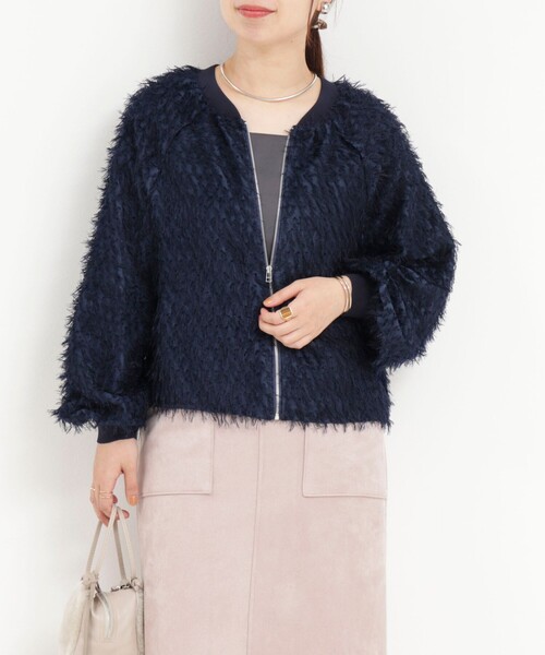 MICO COULIER（ミコクリエ）の「フェザージャガードブルゾン（ブルゾン・レディース・チャコールグレー/ベビーピンク/ネイビー・38）」の6枚目の写真