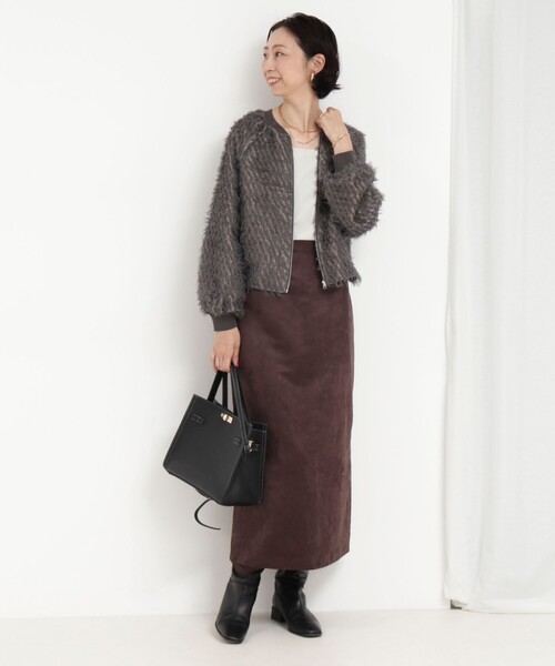 MICO COULIER（ミコクリエ）の「フェザージャガードブルゾン（ブルゾン・レディース・チャコールグレー/ベビーピンク/ネイビー・38）」の18枚目の写真