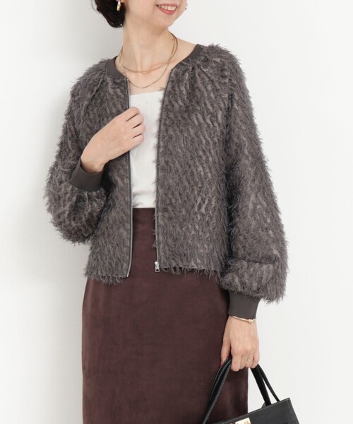 MICO COULIER（ミコクリエ）の「フェザージャガードブルゾン（ブルゾン・レディース・チャコールグレー/ベビーピンク/ネイビー・38）」の20枚目の写真