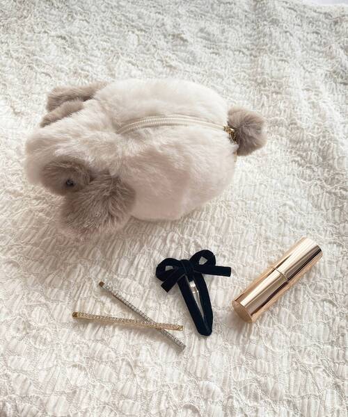 MAJESTIC LEGON（マジェスティックレゴン）の「モチーフアニマルポーチ（ポーチ・レディース・オフホワイト/ホワイト系その他2/ベージュ/A/ホワイト系その他/ライトグレー・FREE）」の7枚目の写真