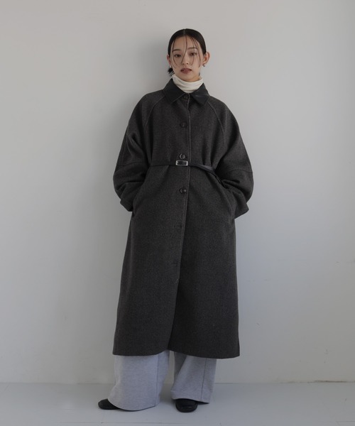 hellam（へラム）の「モッサ ベルト付きロングコート（ダウンジャケット/コート・レディース・ブラック/ブラウン/チャコール/オートミール・FREE）」の5枚目の写真
