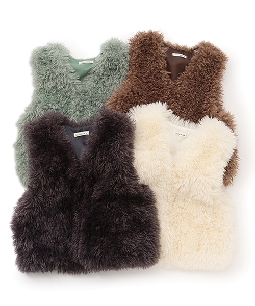 Lycee mine(リセマイン)の「【ふわふわやわらか】ファーベスト(ベスト・キッズ・アイボリー/チャコール/モカ/ミント・L/M)」の8枚目の写真