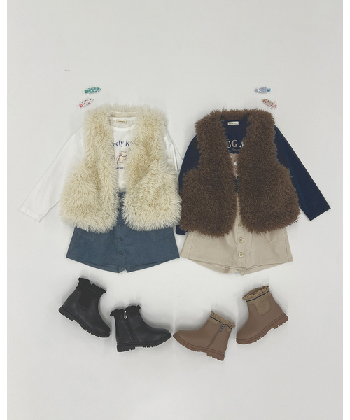 Lycee mine(リセマイン)の「【ふわふわやわらか】ファーベスト【子供服】【キッズ】【女の子】(ベスト・キッズ・アイボリー/チャコール/モカ/ミント・L/M)」の20枚目の写真