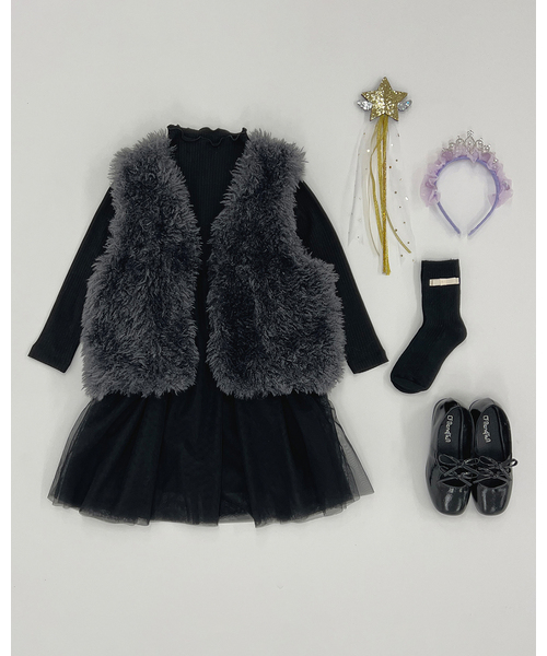 Lycee mine(リセマイン)の「【ふわふわやわらか】ファーベスト【子供服】【キッズ】【女の子】(ベスト・キッズ・アイボリー/チャコール/モカ/ミント・L/M)」の21枚目の写真