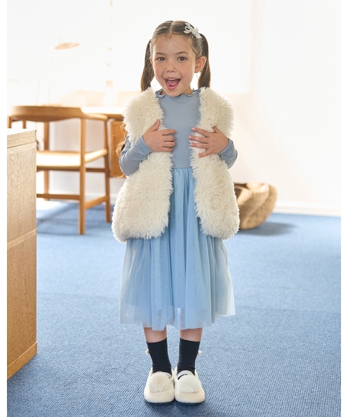 Lycee mine(リセマイン)の「【ふわふわやわらか】ファーベスト【子供服】【キッズ】【女の子】(ベスト・キッズ・アイボリー/チャコール/モカ/ミント・L/M)」の22枚目の写真
