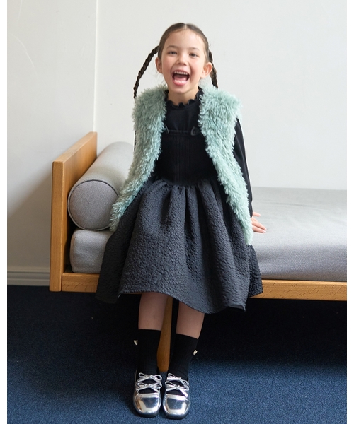 Lycee mine(リセマイン)の「【ふわふわやわらか】ファーベスト(ベスト・キッズ・アイボリー/チャコール/モカ/ミント・L/M)」の21枚目の写真