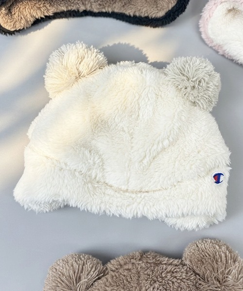 Champion（チャンピオン）の「【Champion】チャンピオン Kids キッズ クマさん 耳付き ボアウィンター（ニットキャップ/ビーニー・キッズ・ブラウン/ベビーピンク/アイボリー/ブラック・FREE）」の2枚目の写真