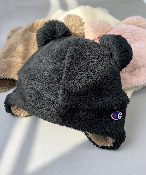 Champion（チャンピオン）の「【Champion】チャンピオン Kids キッズ クマさん 耳付き ボアウィンター（ニットキャップ/ビーニー・キッズ・ブラウン/ベビーピンク/アイボリー/ブラック・FREE）」の3枚目の写真