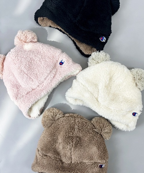 Champion（チャンピオン）の「【Champion】チャンピオン Kids キッズ クマさん 耳付き ボアウィンター（ニットキャップ/ビーニー・キッズ・ブラウン/ベビーピンク/アイボリー/ブラック・FREE）」の7枚目の写真