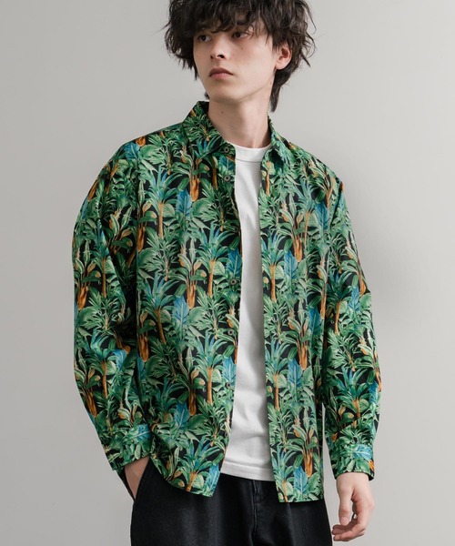 Audience(オーディエンス)の「Upscape Audience 日本製/国産プリントブロードワンウォッシュレギュラーカラー長袖テーパードシャツ AUD6664(シャツ/ブラウス・メンズ・ブラック/カーキ/オフホワイト/ブラック系/ベージュ/グリーン/アイボリー・M/L)」の7枚目の写真