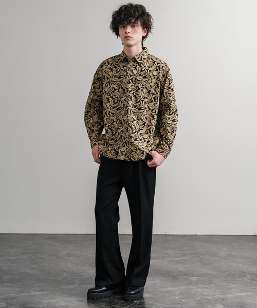 Audience(オーディエンス)の「Upscape Audience 日本製/国産プリントブロードワンウォッシュレギュラーカラー長袖テーパードシャツ AUD6664(シャツ/ブラウス・メンズ・ブラック/カーキ/オフホワイト/ブラック系/ベージュ/グリーン/アイボリー・M/L)」の13枚目の写真