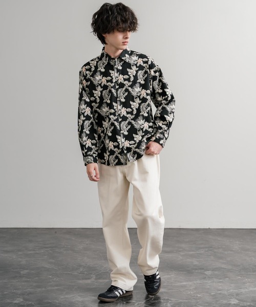 Audience(オーディエンス)の「Upscape Audience 日本製/国産プリントブロードワンウォッシュレギュラーカラー長袖テーパードシャツ AUD6664(シャツ/ブラウス・メンズ・ブラック/カーキ/オフホワイト/ブラック系/ベージュ/グリーン/アイボリー・M/L)」の21枚目の写真