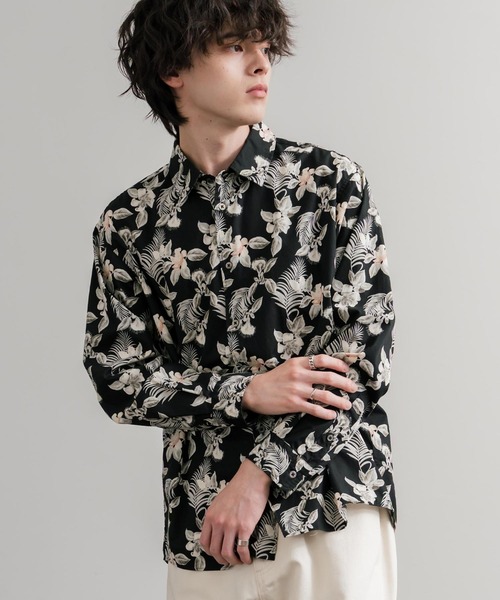 Audience(オーディエンス)の「Upscape Audience 日本製/国産プリントブロードワンウォッシュレギュラーカラー長袖テーパードシャツ AUD6664(シャツ/ブラウス・メンズ・ブラック/カーキ/オフホワイト/ブラック系/ベージュ/グリーン/アイボリー・M/L)」の11枚目の写真