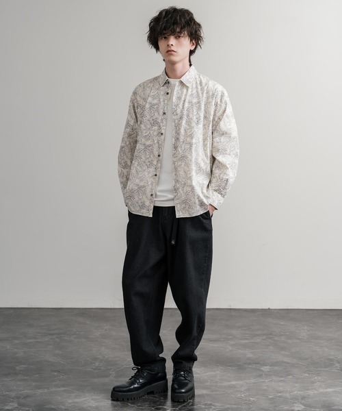 Audience(オーディエンス)の「Upscape Audience 日本製/国産プリントブロードワンウォッシュレギュラーカラー長袖テーパードシャツ AUD6664(シャツ/ブラウス・メンズ・ブラック/カーキ/オフホワイト/ブラック系/ベージュ/グリーン/アイボリー・M/L)」の14枚目の写真