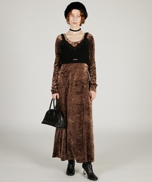 ニットコンビベロアワンピース / Knit Combination Velour One-Piece