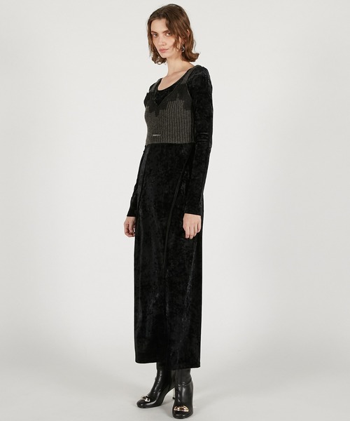 PRANK PROJECT(プランクプロジェクト)の「ニットコンビベロアワンピース / Knit Combination Velour One-Piece(ワンピース・レディース・ブラウン/ブラック・36/38)」の4枚目の写真