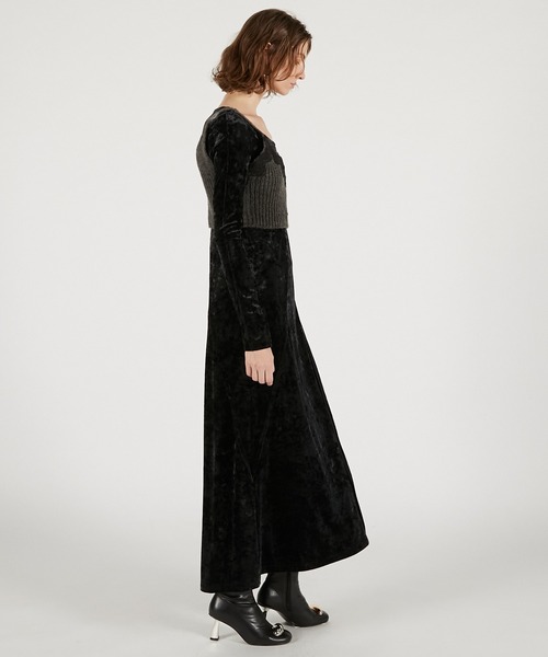 PRANK PROJECT(プランクプロジェクト)の「ニットコンビベロアワンピース / Knit Combination Velour One-Piece(ワンピース・レディース・ブラウン/ブラック・36/38)」の3枚目の写真