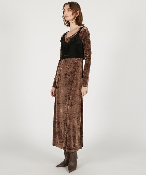 PRANK PROJECT(プランクプロジェクト)の「ニットコンビベロアワンピース / Knit Combination Velour One-Piece(ワンピース・レディース・ブラウン/ブラック・36/38)」の11枚目の写真