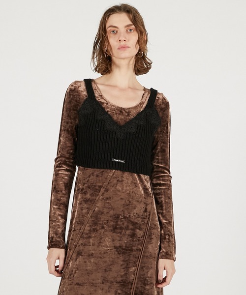 セール】ニットコンビベロアワンピース / Knit Combination Velour One