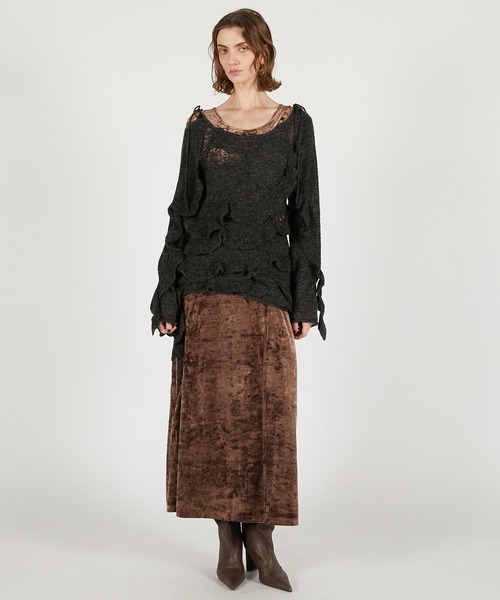 セール】ニットコンビベロアワンピース / Knit Combination Velour One