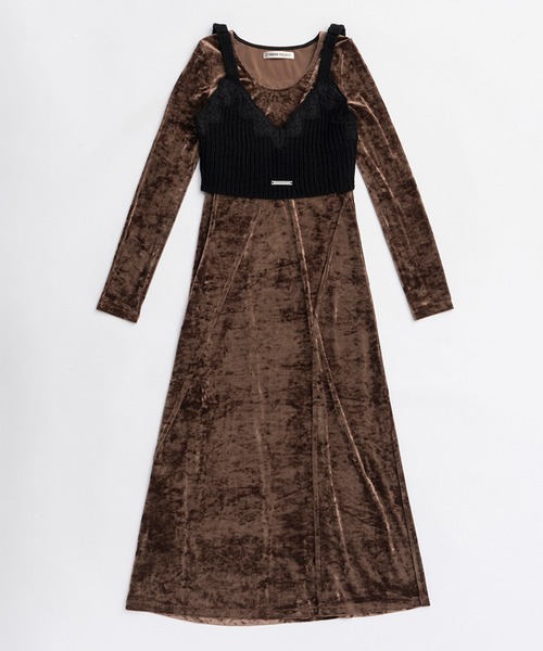 ニットコンビベロアワンピース / Knit Combination Velour One-Piece