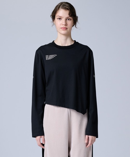 ESSENTIAL（エッセンシャル）の「天竺アシンメトリーロンT（Tシャツ/カットソー・レディース・ブラック/オフホワイト/サックスブルー・FREE）」の2枚目の写真