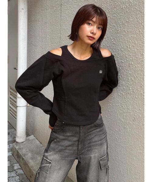 MURUA（ムルーア）の「タンクレイヤードスウェットトップス（スウェット・レディース・ブラック/グレー・FREE）」の3枚目の写真