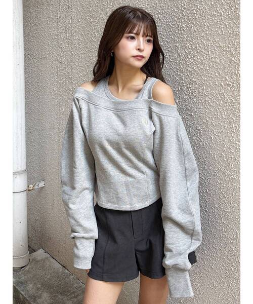 MURUA（ムルーア）の「タンクレイヤードスウェットトップス（スウェット・レディース・ブラック/グレー・FREE）」の17枚目の写真