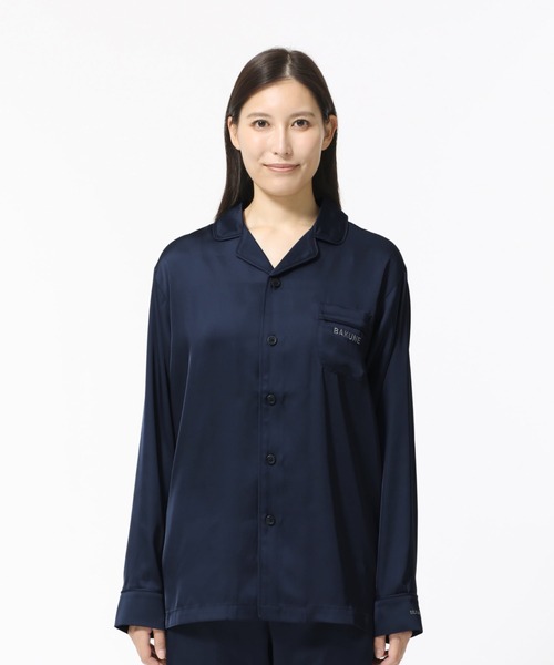セール】BAKUNE パジャマ サテン ロングスリーブ シャツ（ルームウェア