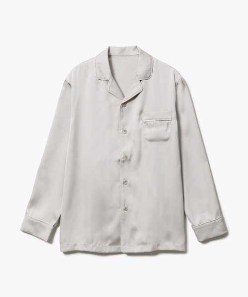 BAKUNE パジャマ サテン ロングスリーブ シャツ（ルームウェア