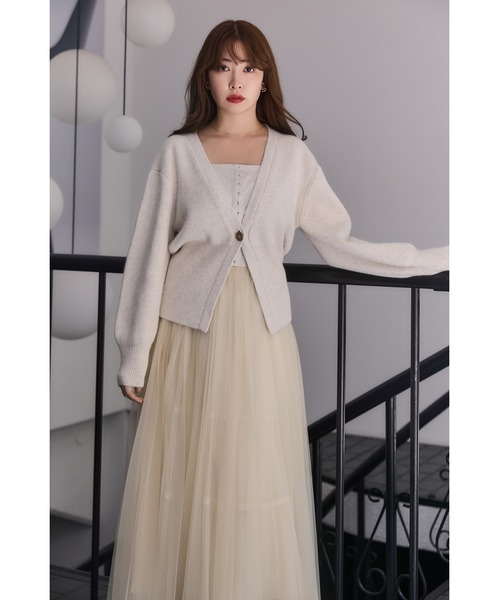 ハーリップトゥ　Lyra Gold Button Cardigan ブラウン新作 Lyra Gold Button Cardigan