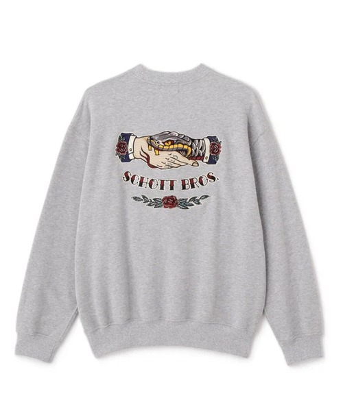schott(ショット)の「SCHOTT-SHAKE HAND SNAKE CREW SWEAT(スウェット・メンズ・グレー/ブラック・M/L)」の1枚目の写真