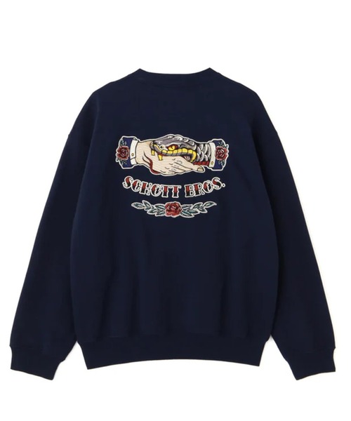 schott(ショット)の「SCHOTT-SHAKE HAND SNAKE CREW SWEAT(スウェット・メンズ・グレー/ブラック・M/L)」の3枚目の写真