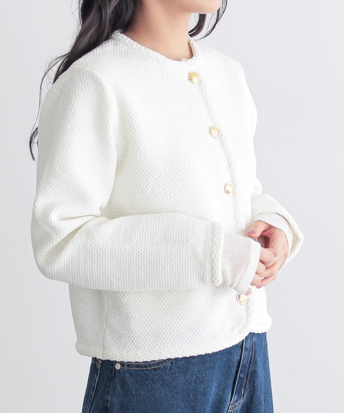 for/c(フォーシー)の「カノコニットジャケットカーディガン【サスティナブル】(カーディガン/ボレロ・レディース・オフホワイト/ネイビー・M/L)」の13枚目の写真