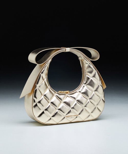 CHARLES & KEITH ジェイニー キルトボウハンドル クレセントバッグ Janie ジェイニー キルトボウハンドル クレセントバッグ（ショルダー