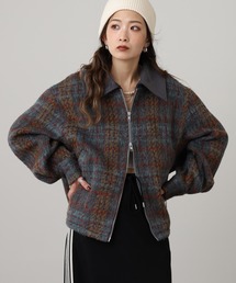Arinomama チェックショートブルゾン 起毛チェック コーデュロイ