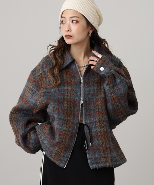 Arinomama（アリノママ）の「Arinomama チェックショートブルゾン　起毛チェック　コーデュロイ（ブルゾン・レディース・ブラウン系/ブラック×ホワイト/マルチ・FREE）」の10枚目の写真