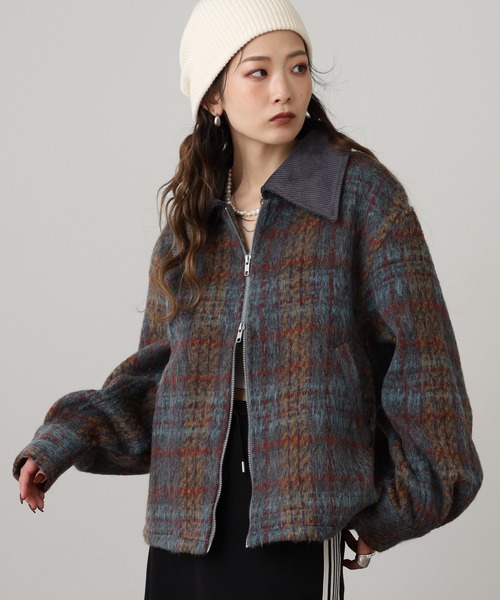 Arinomama（アリノママ）の「Arinomama チェックショートブルゾン　起毛チェック　コーデュロイ（ブルゾン・レディース・ブラウン系/ブラック×ホワイト/マルチ・FREE）」の9枚目の写真