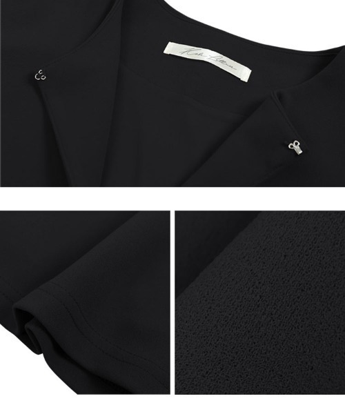 KOBE LETTUCE（コウベレタス）の「[ セレモニー ] [ ストレッチ × ノーアイロン ] 選べる4サイズ 細見えストレッチジャケット(単品)（ノーカラージャケット・レディース・ブラック・L/M/XL/PM）」の8枚目の写真