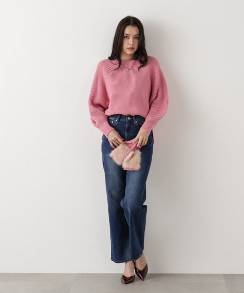 PINKY&DIANNE（ピンキーアンドダイアン）の「◆ファーグローブ付き畦ニットプルオーバー（ニット/セーター・レディース・ブラック/ピンク/ホワイト・38）」の4枚目の写真