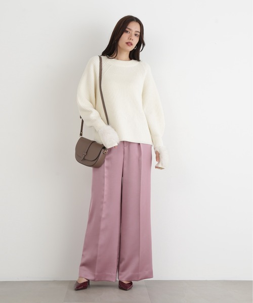 PINKY&DIANNE（ピンキーアンドダイアン）の「◆ファーグローブ付き畦ニットプルオーバー（ニット/セーター・レディース・ブラック/ピンク/ホワイト・38）」の11枚目の写真