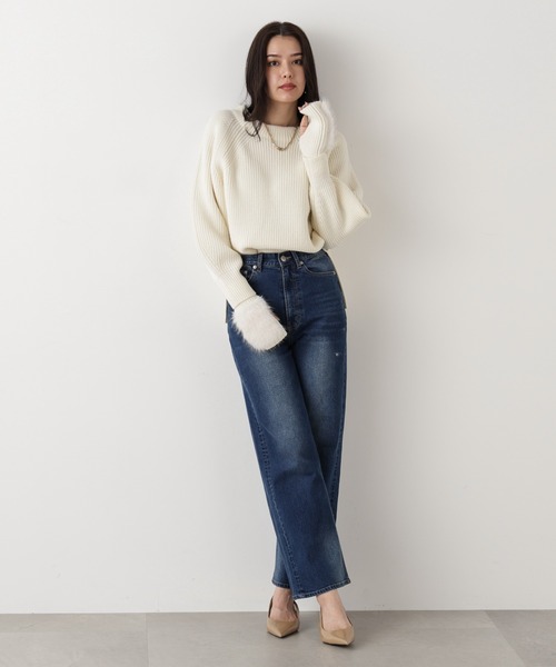 PINKY&DIANNE（ピンキーアンドダイアン）の「◆ファーグローブ付き畦ニットプルオーバー（ニット/セーター・レディース・ブラック/ピンク/ホワイト・38）」の16枚目の写真