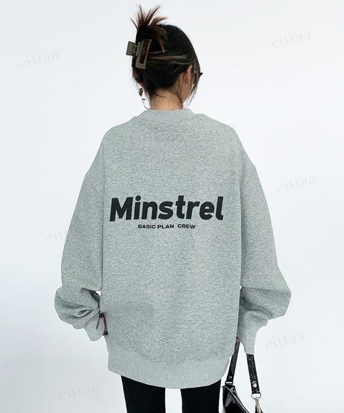 韓国ファッション Minstrel英字プリントスウェット