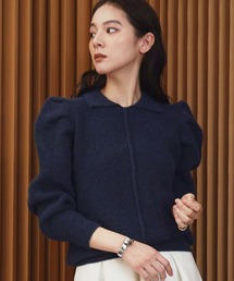 襟付きニット」に該当するブルー・ネイビー/青色系のファッション通販