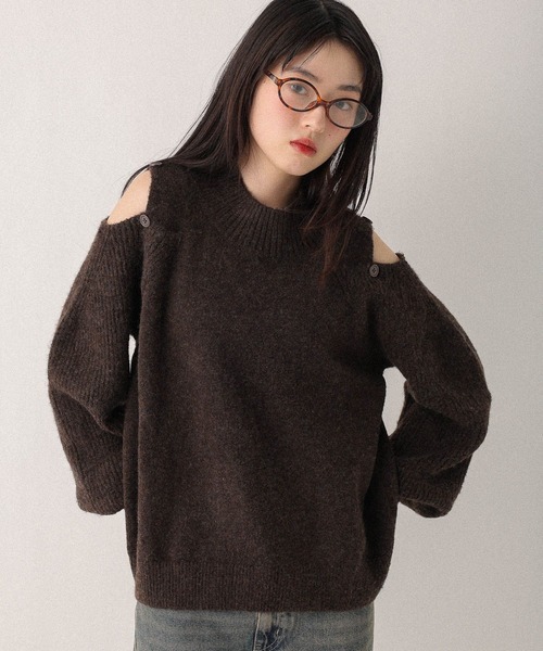 Heather(ヘザー)の「2WAYショルダースリットニット 603678(ニット/セーター・レディース・ブラウン/グレー/アイボリー・FREE)」の1枚目の写真