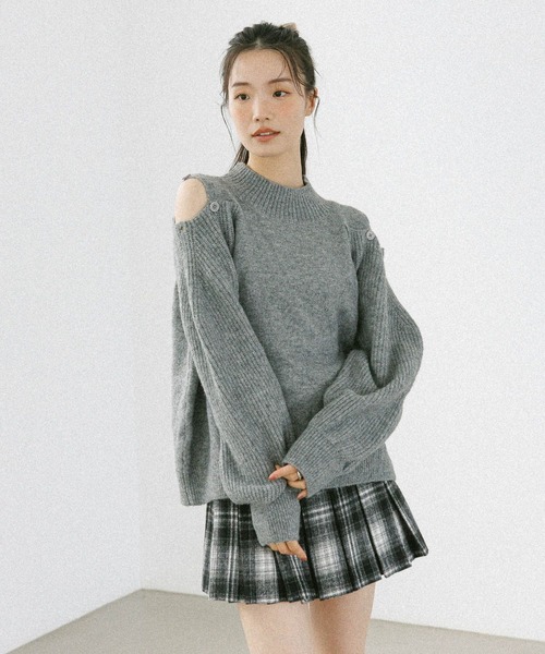 Heather(ヘザー)の「2WAYショルダースリットニット 603678(ニット/セーター・レディース・ブラウン/グレー/アイボリー・FREE)」の3枚目の写真