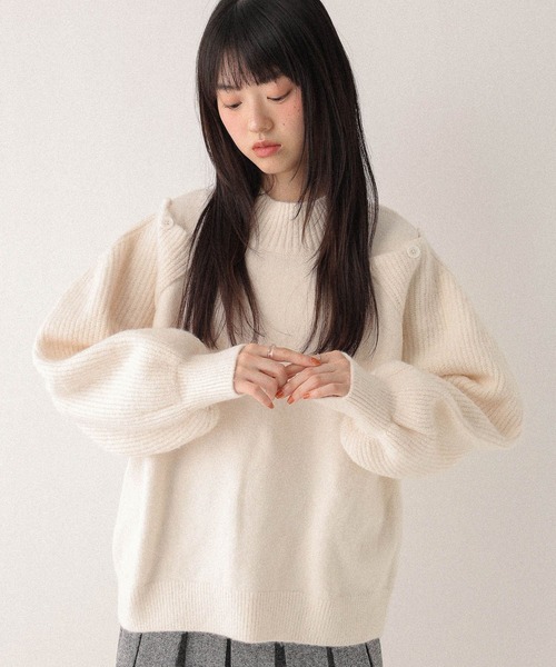 Heather(ヘザー)の「2WAYショルダースリットニット 603678(ニット/セーター・レディース・ブラウン/グレー/アイボリー・FREE)」の2枚目の写真