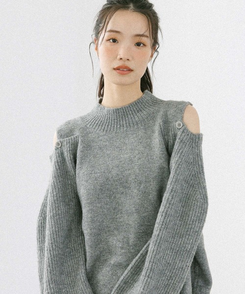Heather(ヘザー)の「2WAYショルダースリットニット 603678(ニット/セーター・レディース・ブラウン/グレー/アイボリー・FREE)」の4枚目の写真